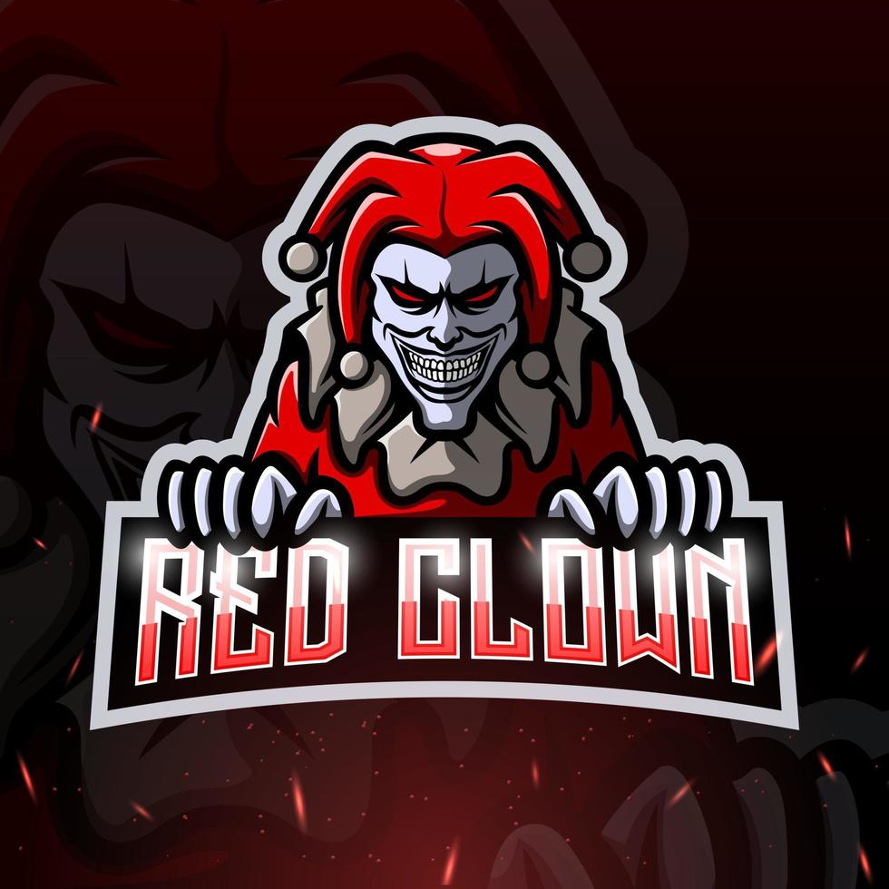 Red clown mascot esport logo design vector