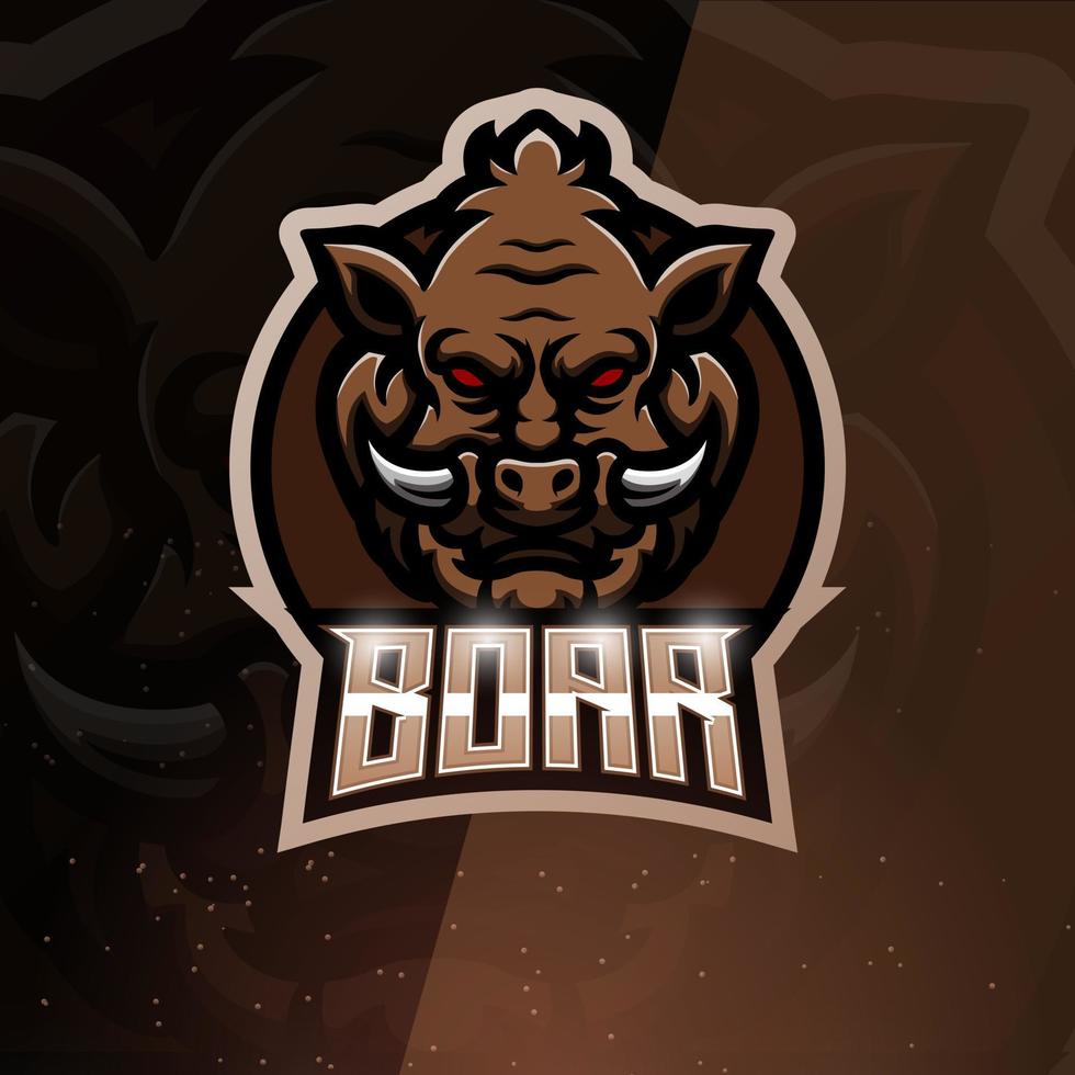 Boar mascot esport logo design vector