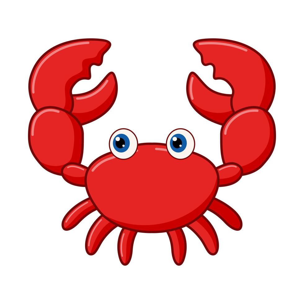 Cartoon funny crab on white background vector