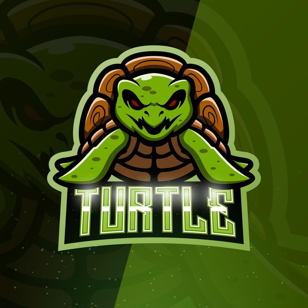 Turtle mascot esport logo design vector