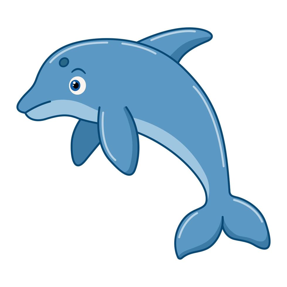 Cartoon funny dolphin on white background vector