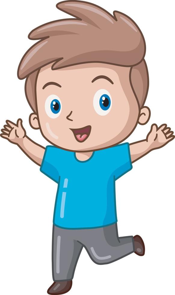 Cute little boy cartoon posing vector