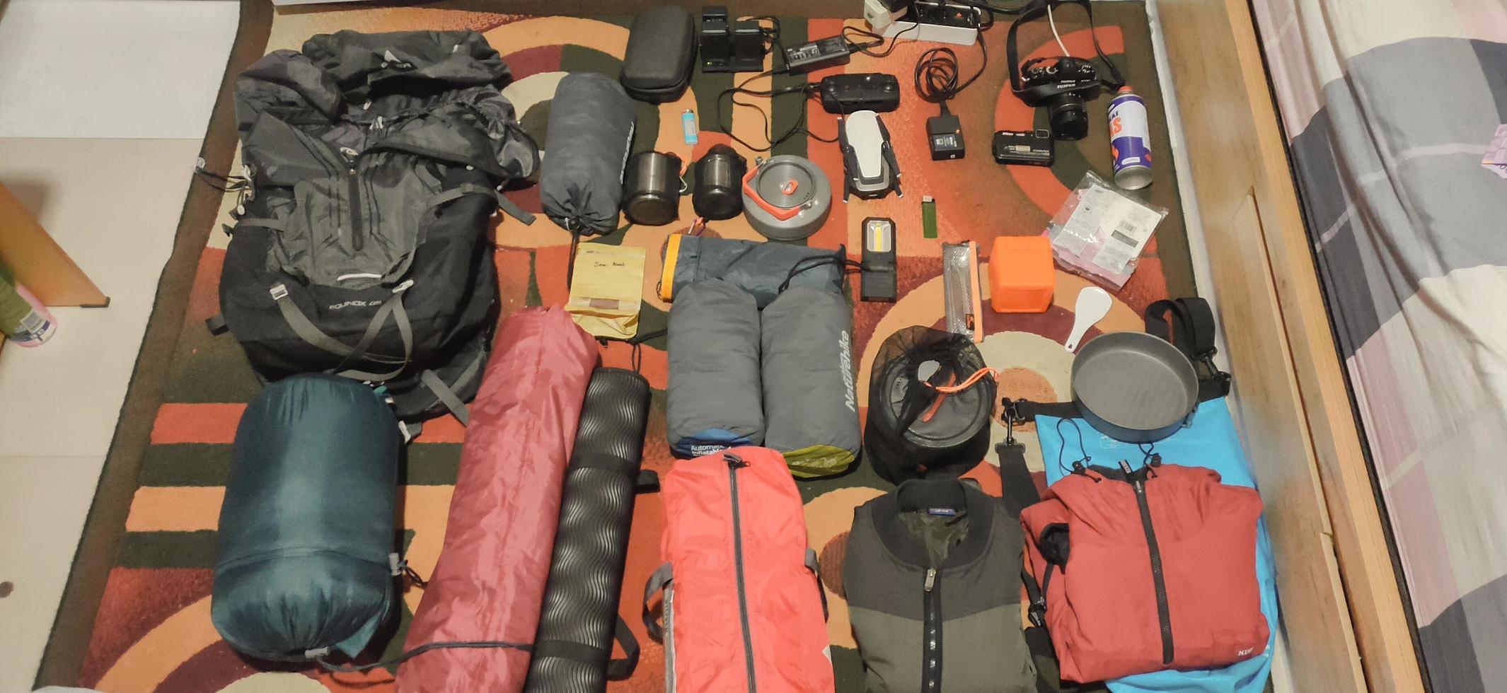 outdoor equipment to be packed photo