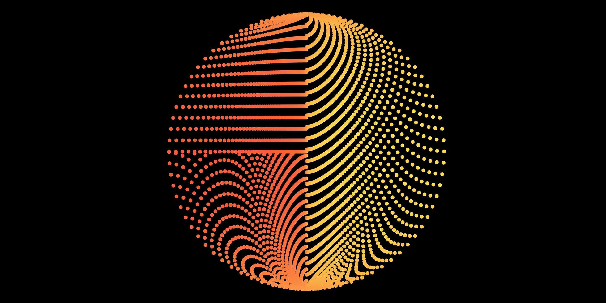 resumen trama de semitonos circulo modelo antecedentes. desplazamiento superficie. aleatorio patrones extruido desde el esfera forma. Clásico geométrico circular elemento. redondo ornamental plumas. foto