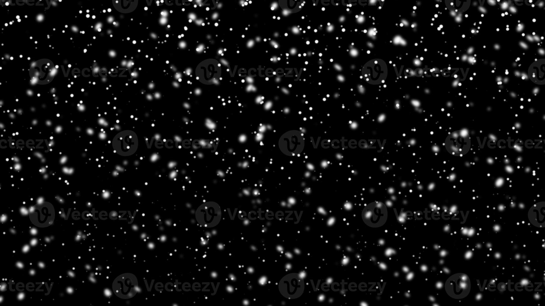 Snowfall bokeh on black background. Many snowflakes in flying in the air. Winte night snowfall and blizzard of snow at. Blur bokeh light effect creative background. photo