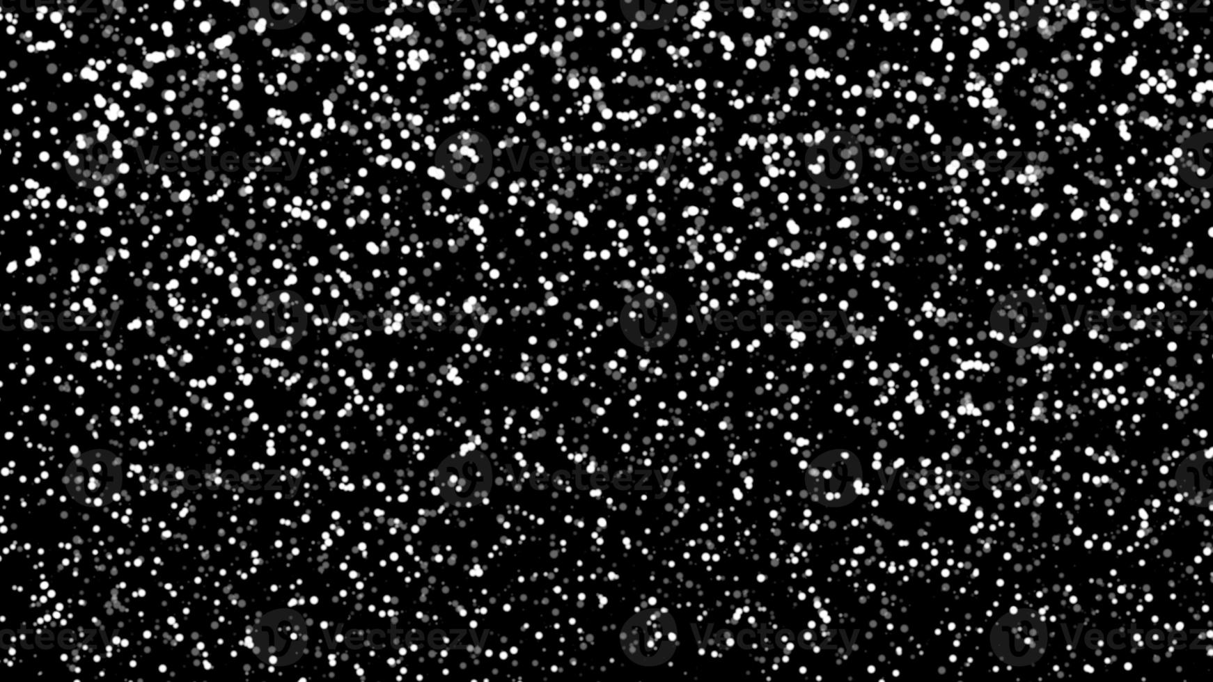 Snowfall bokeh on black background. Many snowflakes in flying in the air. Winte night snowfall and blizzard of snow at. Blur bokeh light effect creative background photo