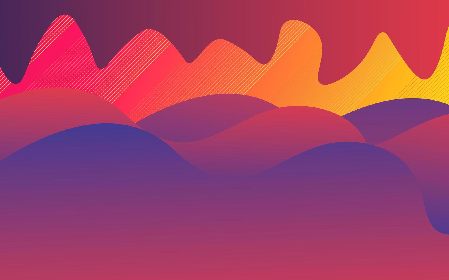 Modern fluid liquid paper cut background. Abstract landscape with mountains and sun. sunset. Mountainous terrain. Geometric pattern with lines, wave. photo