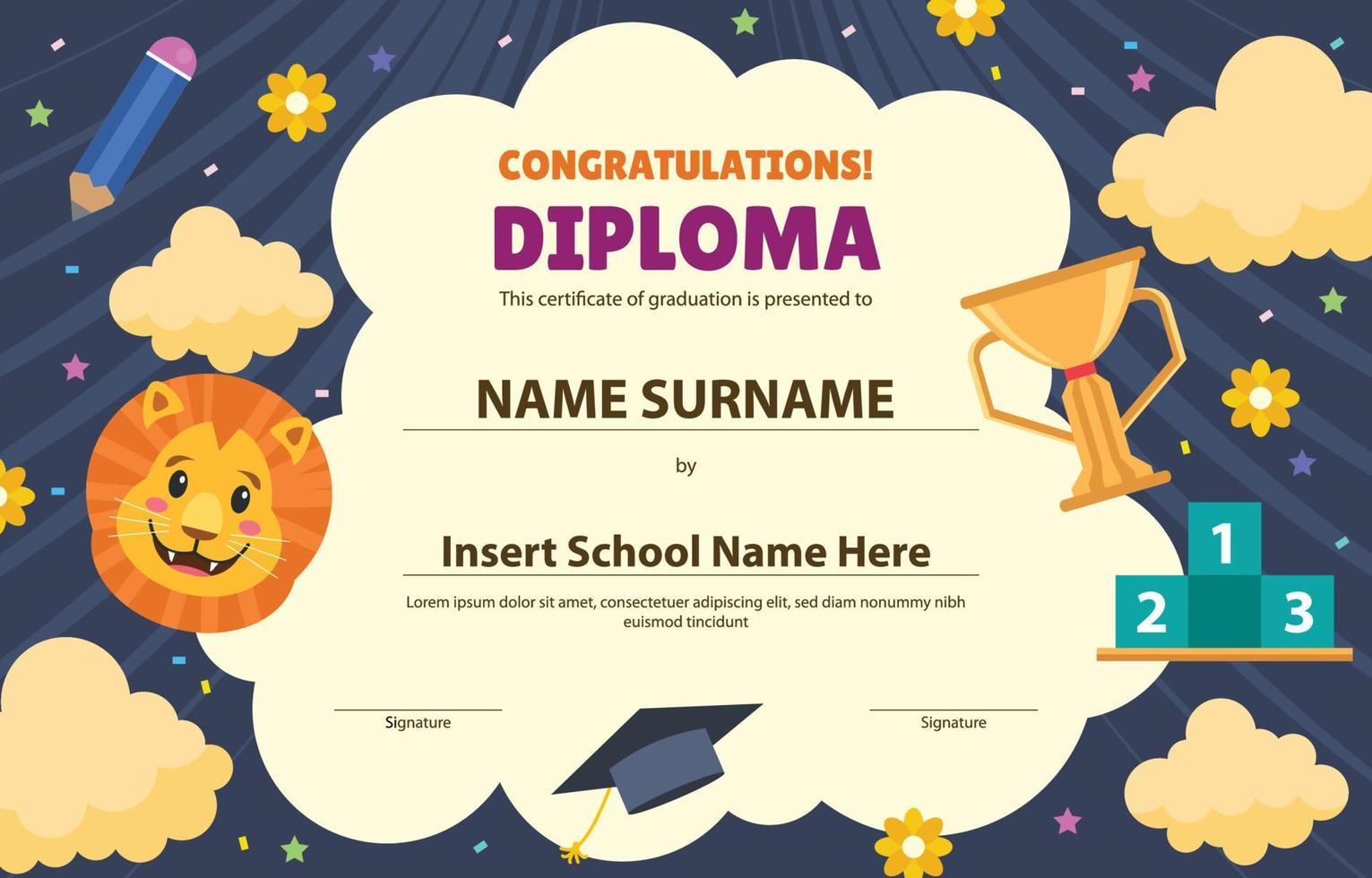 Certificate for Children vector