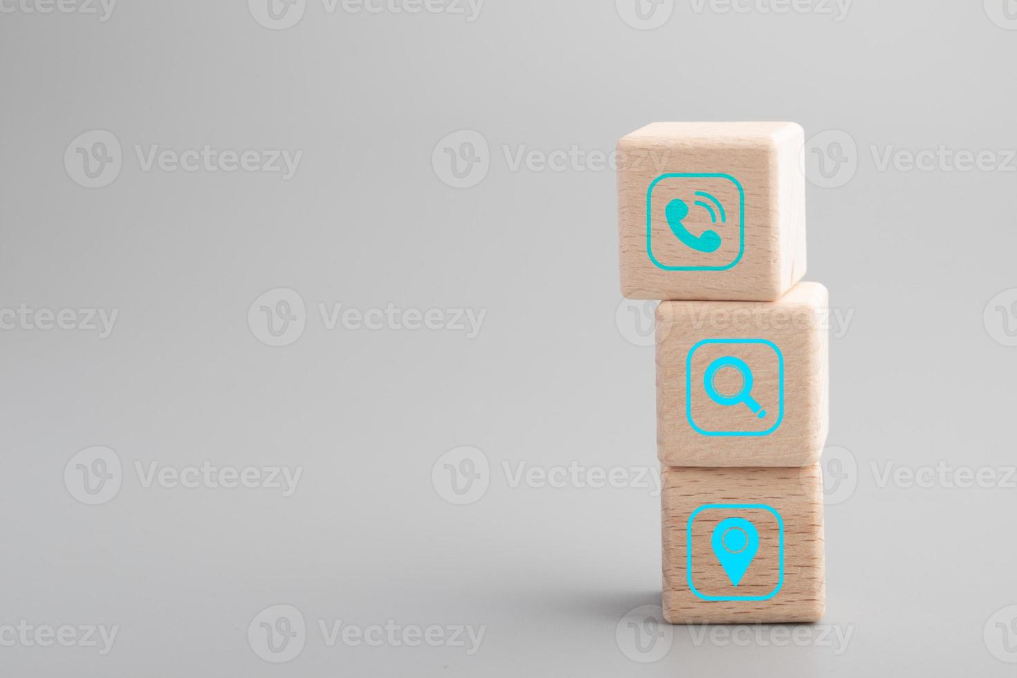 Website page contact us or e-mail marketing concept, Customer support hotline Contact us people connection. cube wood with the email, call phone, address photo