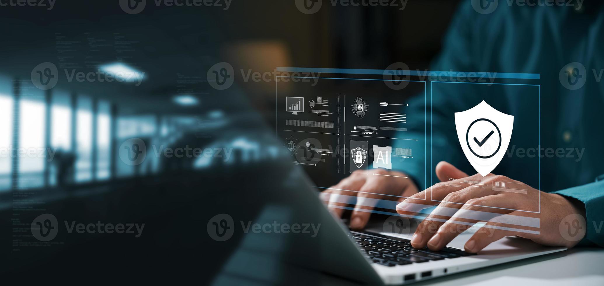 cybersecurity and privacy concept of data protection, secure encryption technology, secure internet access, secure encryption of user private data, Business confidentiality security. photo