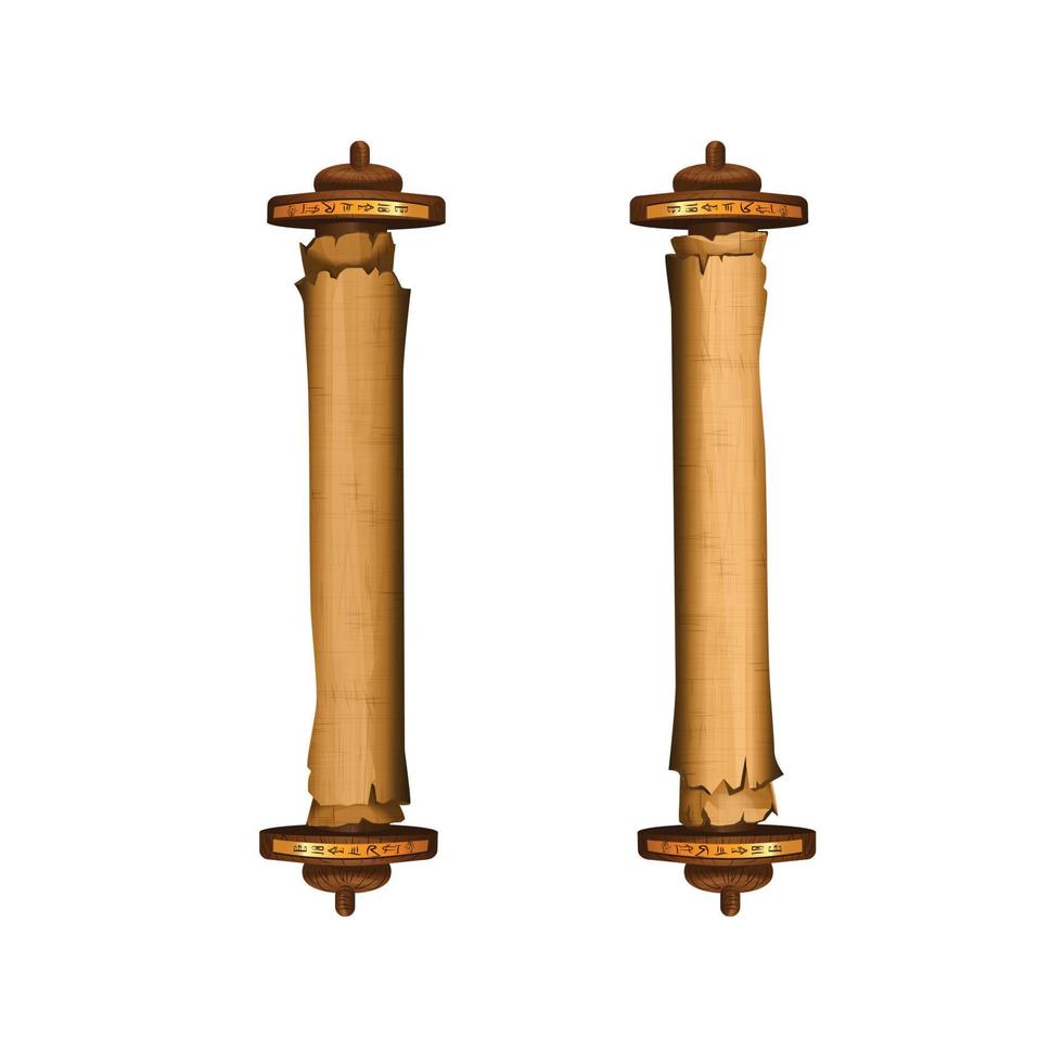 Ancient Egypt papyrus scroll with wooden rod vector