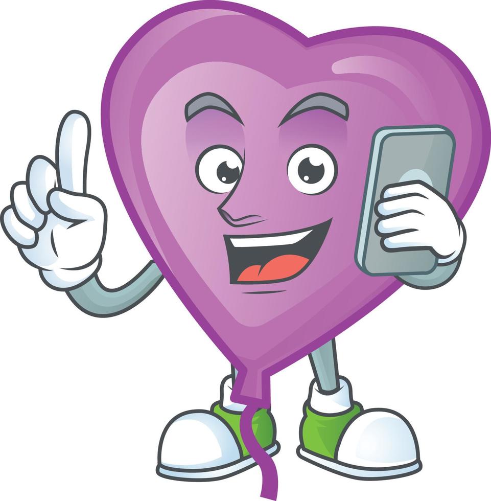 Purple love balloon cartoon character style vector