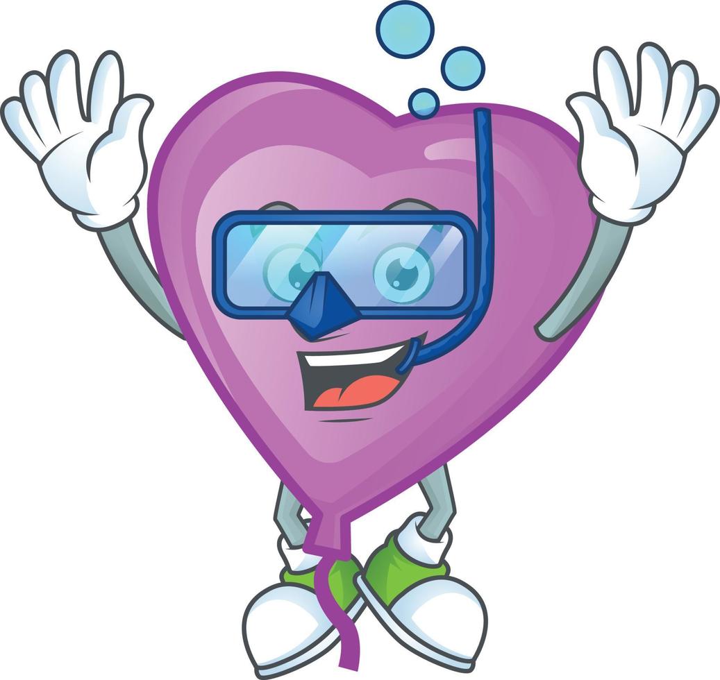 Purple love balloon cartoon character style vector