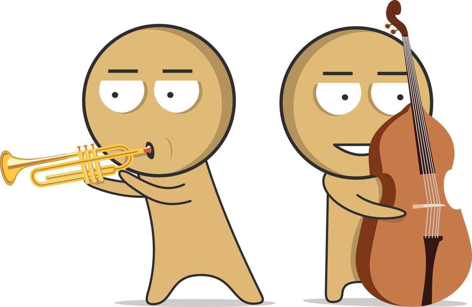 A musical group consisting of a trumpeter and double bass player. vector