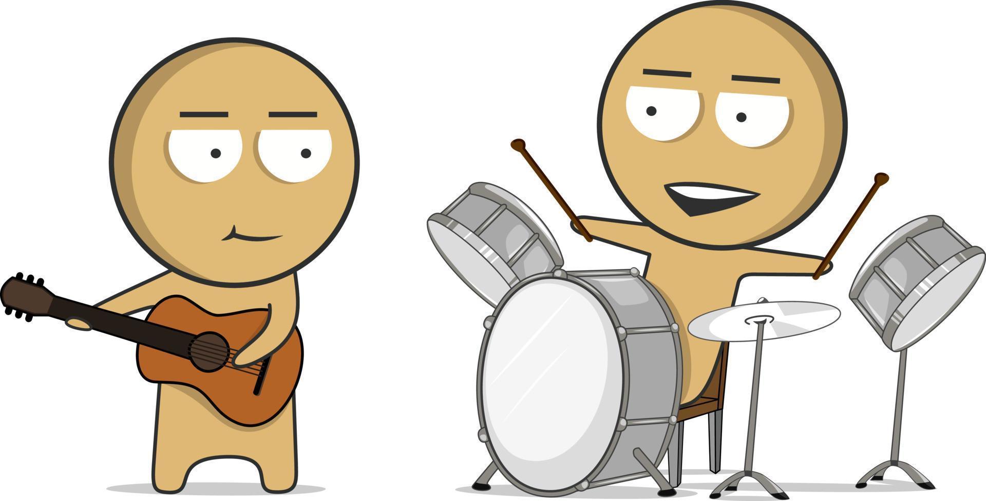 Musical group consisting of a guitarist and a drummer vector