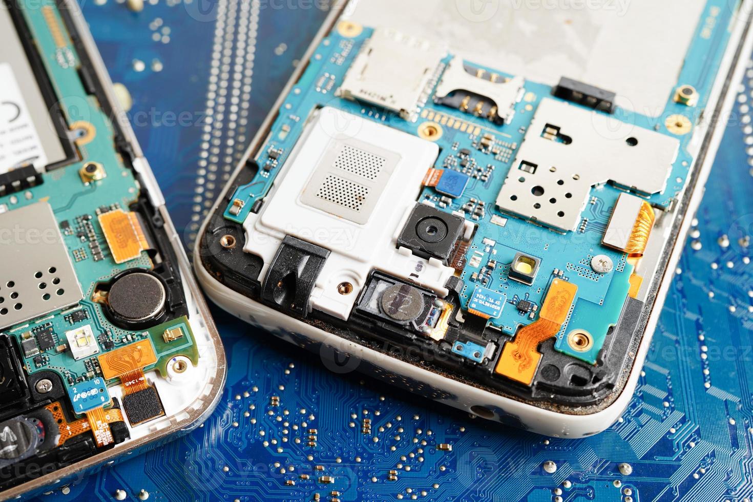 Repairing and upgrade mobile phone, electronic, computer hardware and technology concept. photo