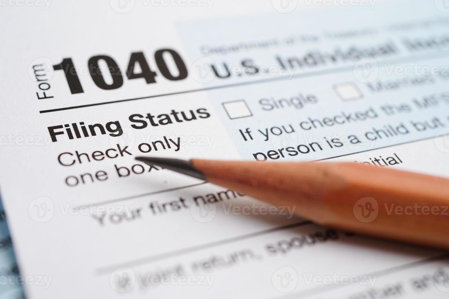 Tax form 1040 U.S. Individual Income Tax Return, business finance concept. photo