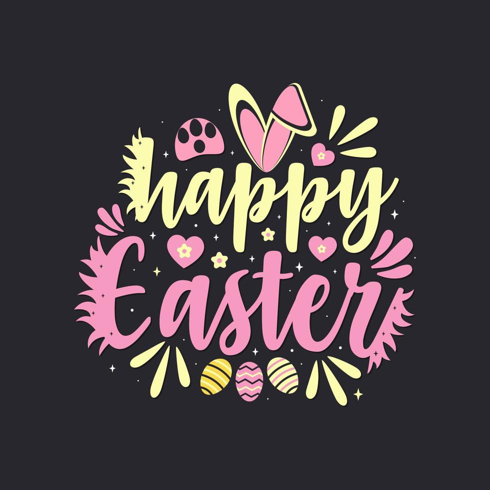 contento Pascua de Resurrección día mano dibujado póster, anuncio o saludo tarjeta, moderno caligrafía diseño vector ilustración.