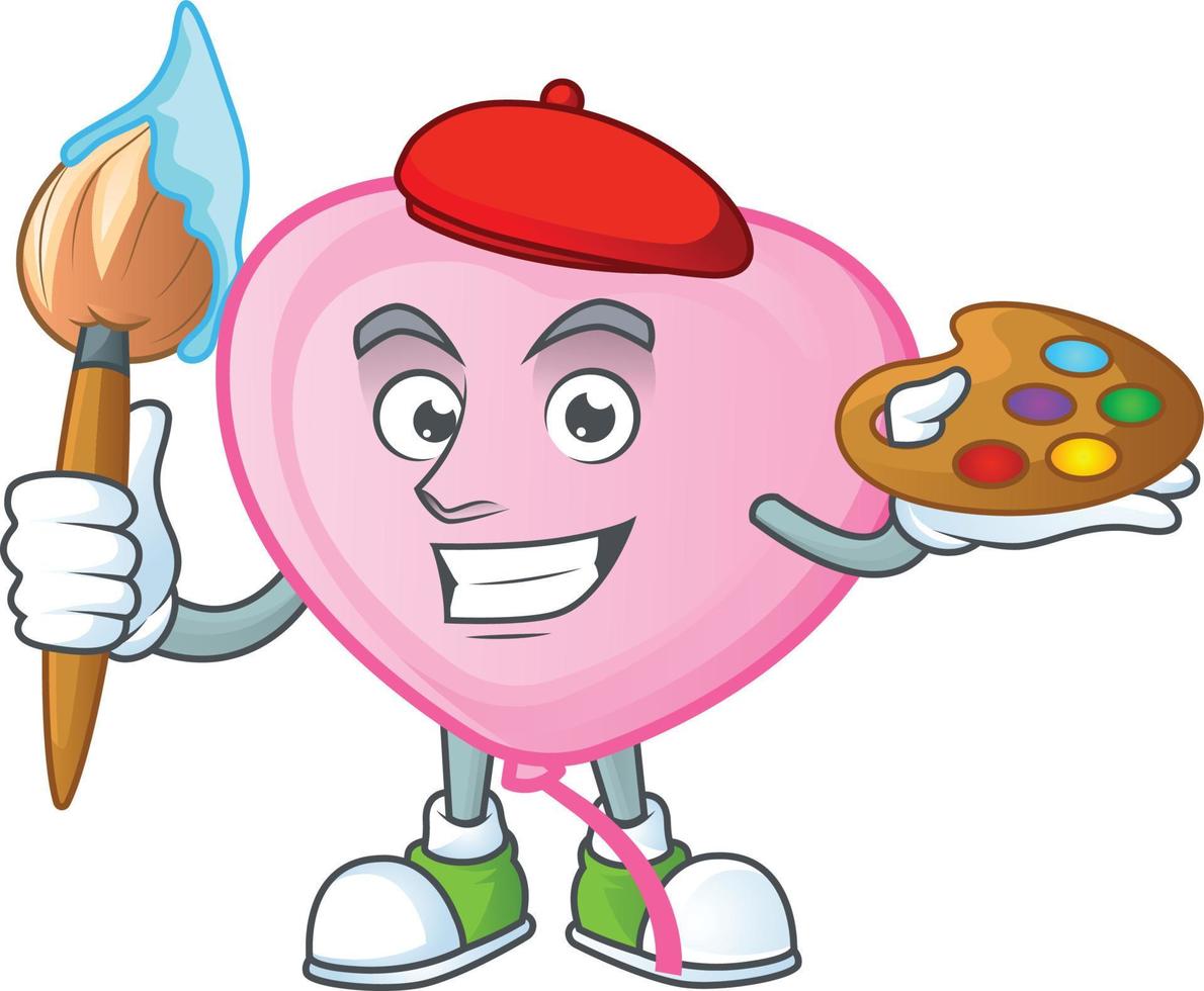 Pink love balloon cartoon character style vector