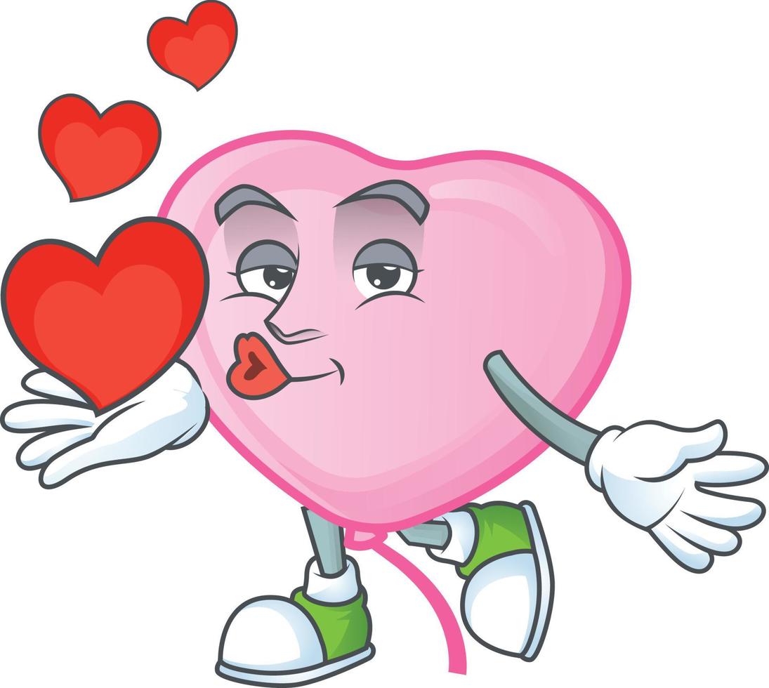 Pink love balloon cartoon character style vector