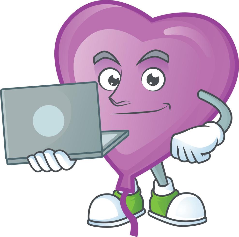 Purple love balloon cartoon character style vector