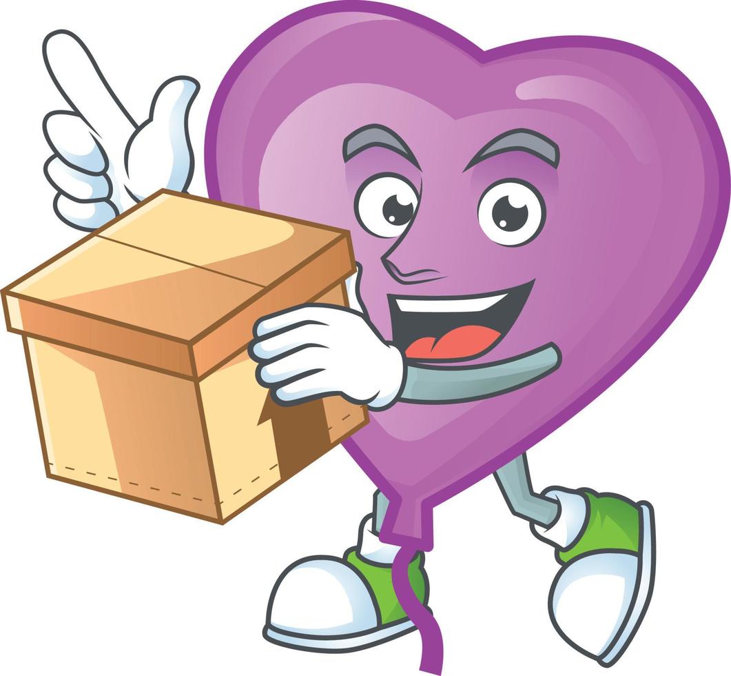 Purple love balloon cartoon character style vector