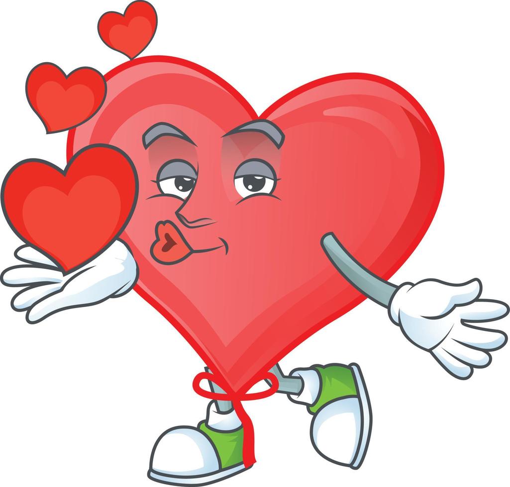 Red love balloon cartoon character style vector