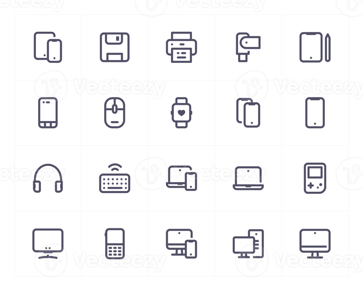 Device and computer line icon set png