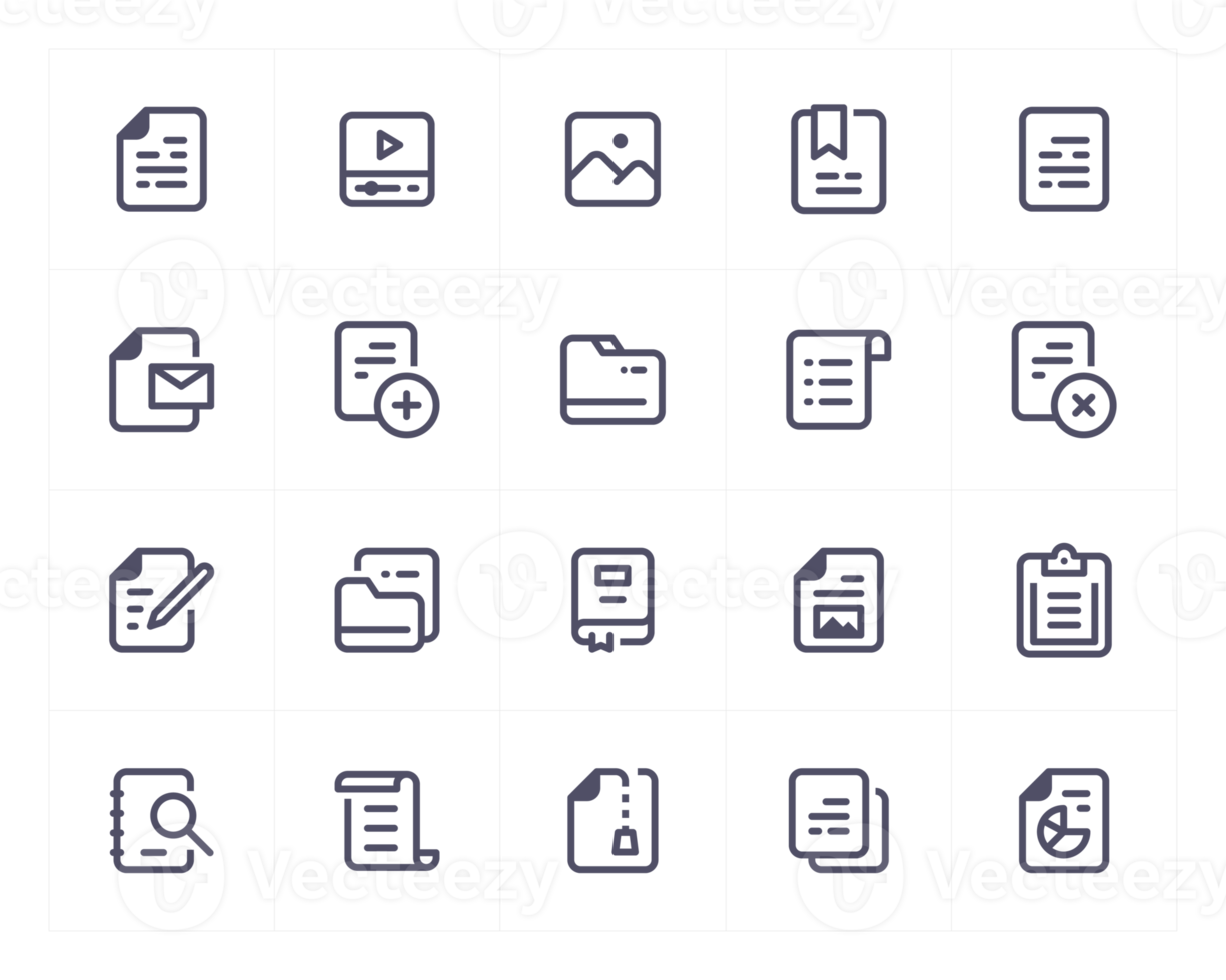 Document and file line icon set png