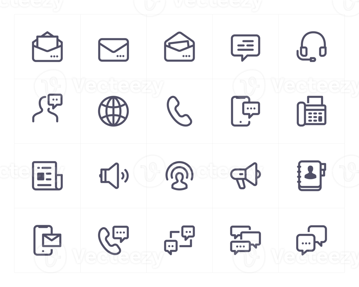 Communication line icon set. png