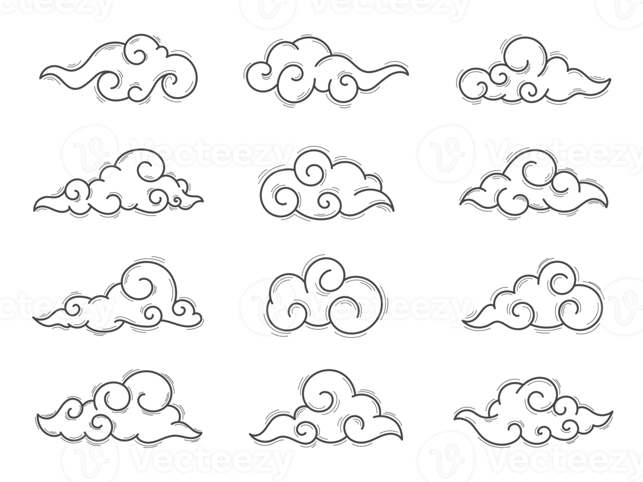 Chinese style clouds freeform and many shape clouds are perfect for your decoration. png
