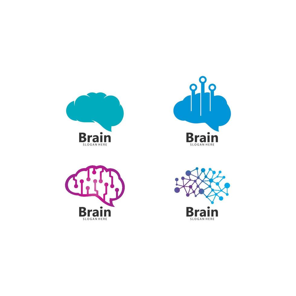 Ilustración de icono de vector de plantilla de logotipo de cerebro