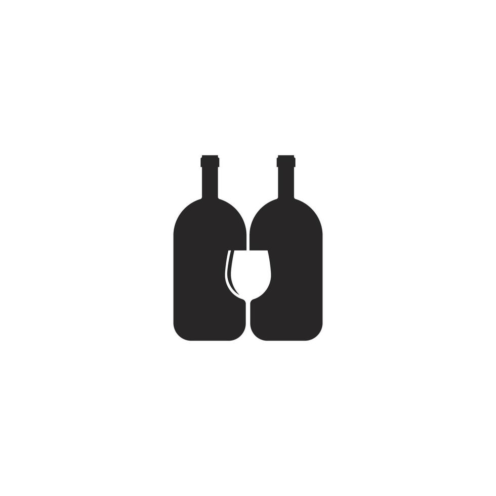 bottle and glass logo vector icon illustration