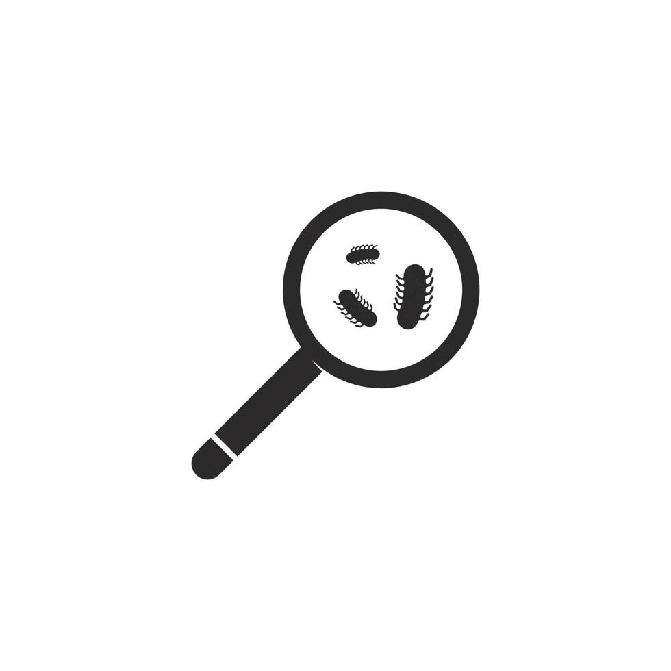 Bacteria with magnifying glass vector symbol logo icon