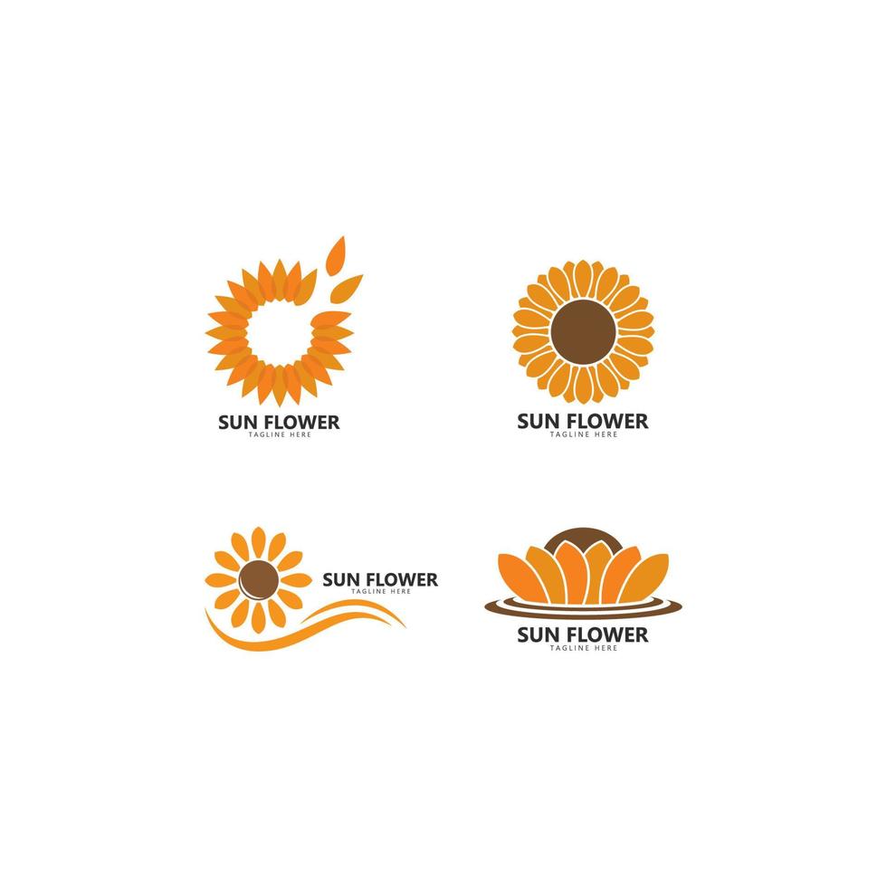 Sun flower floral logo vector icon