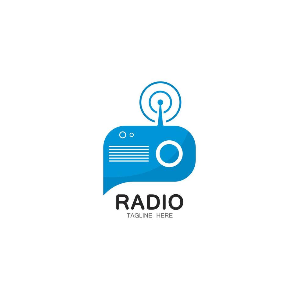 Ilustración de icono de vector de plantilla de logotipo de radio