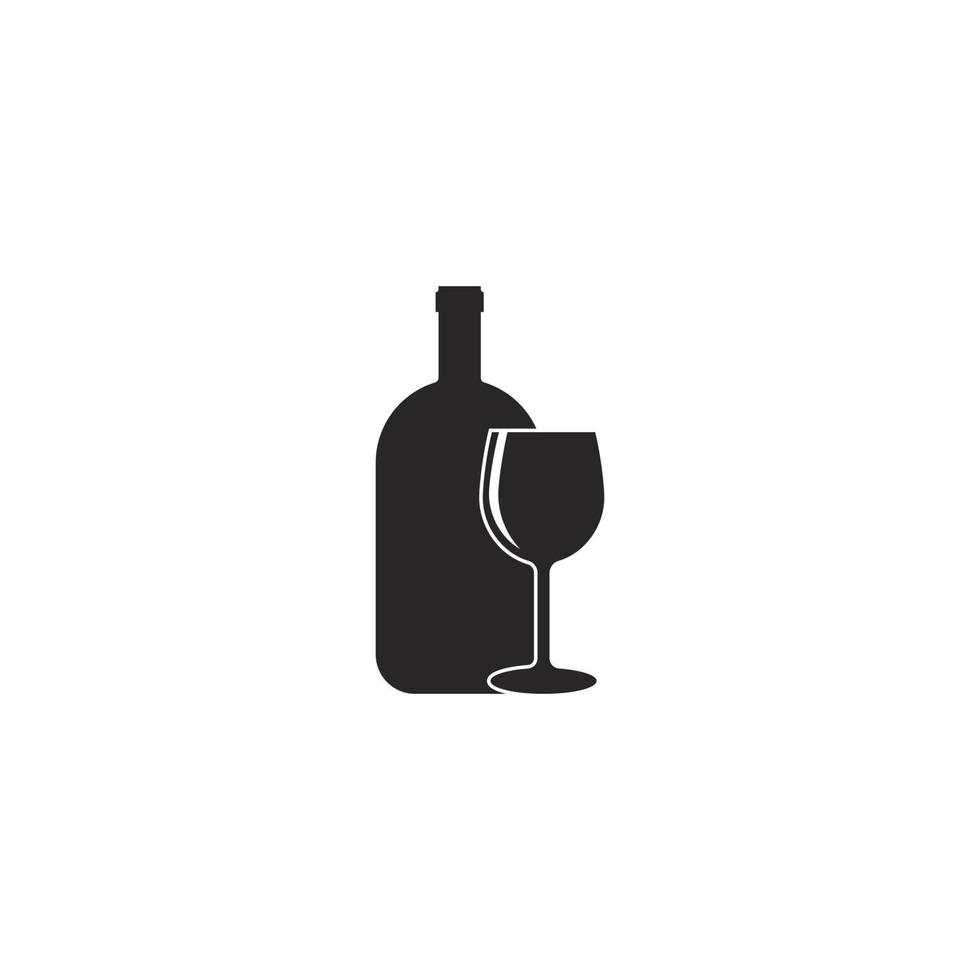 bottle and glass logo vector icon illustration