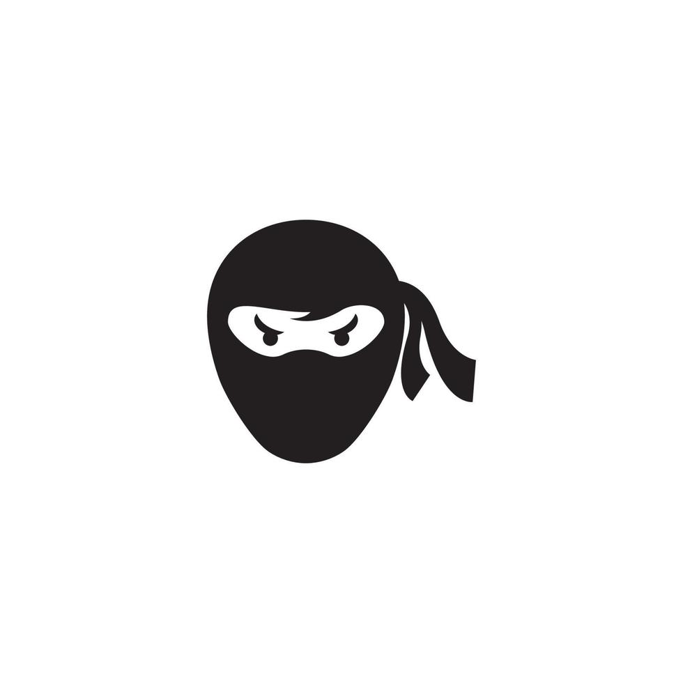 icono de guerrero ninja. ilustración de logotipo de cabeza de ninja negro simple vector