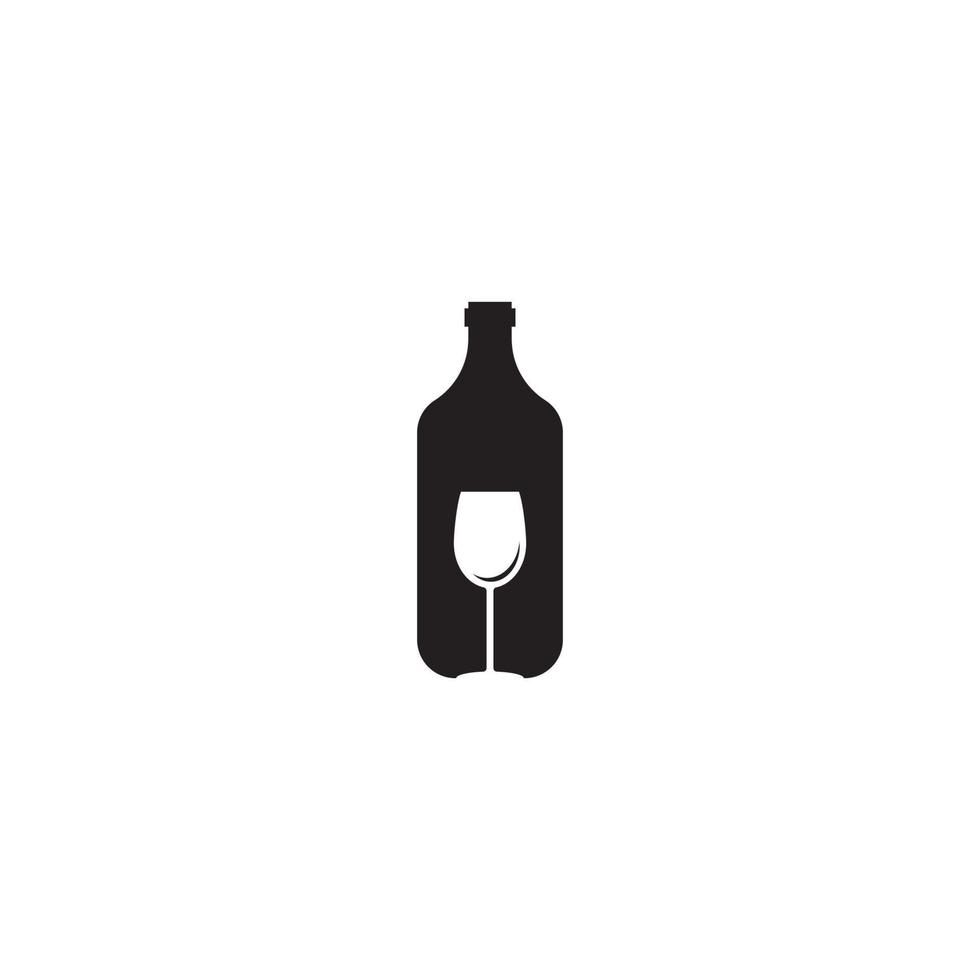 bottle and glass logo vector icon illustration