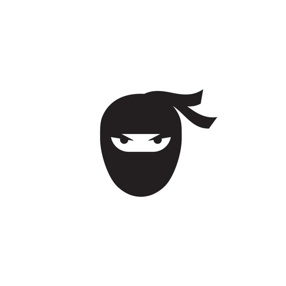 icono de guerrero ninja. ilustración de logotipo de cabeza de ninja negro simple vector