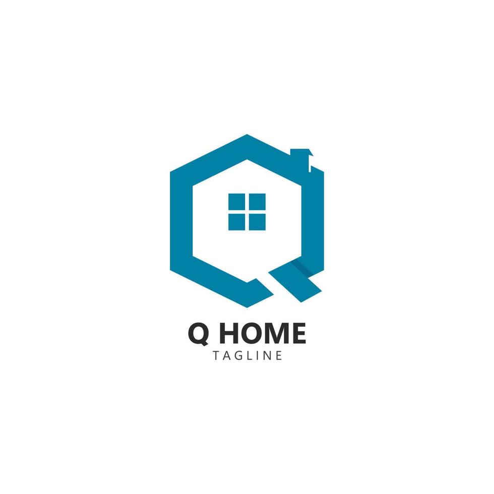 q hogar logo modelo vector