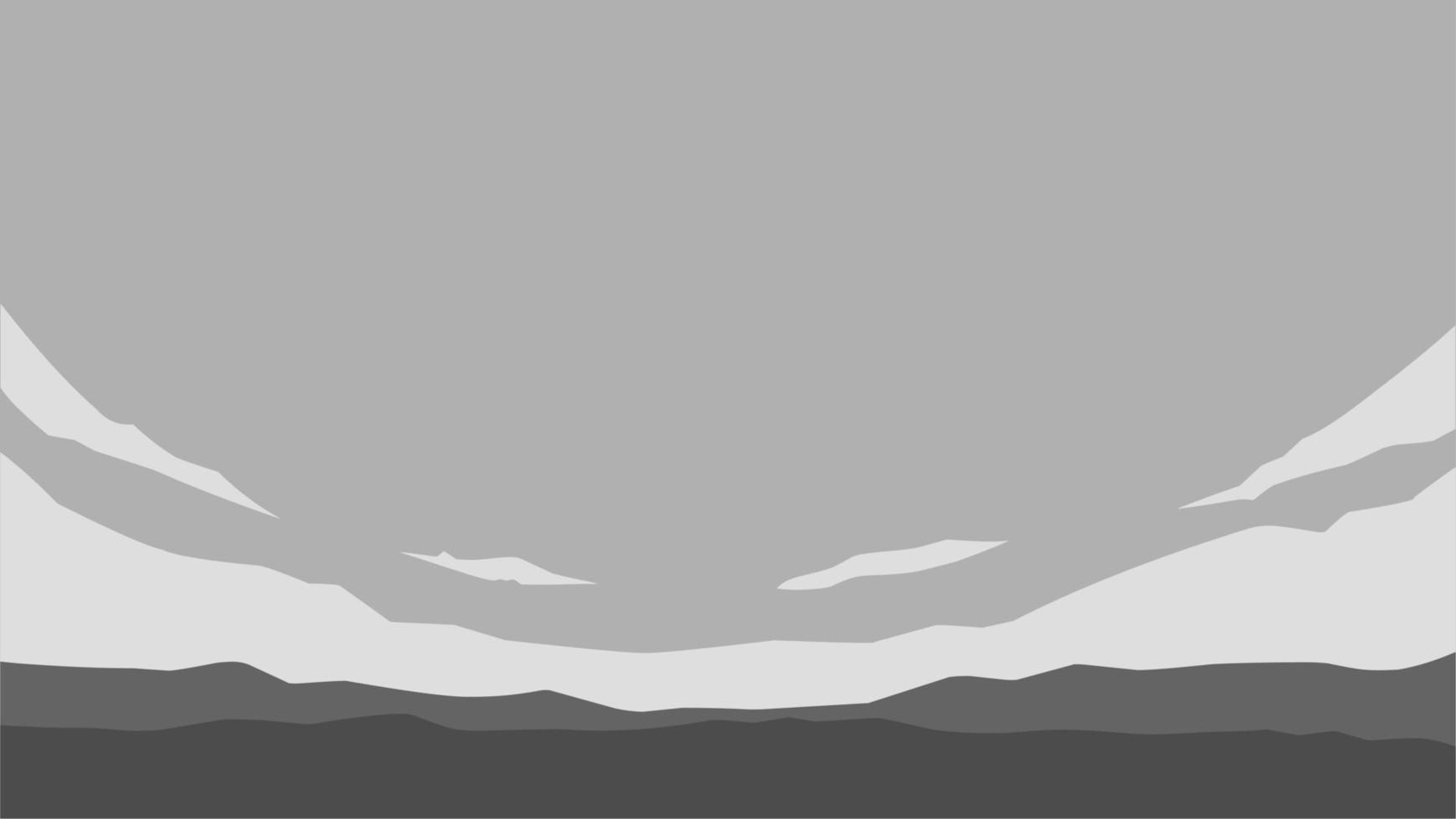 flat black and white landscape vector Illustration