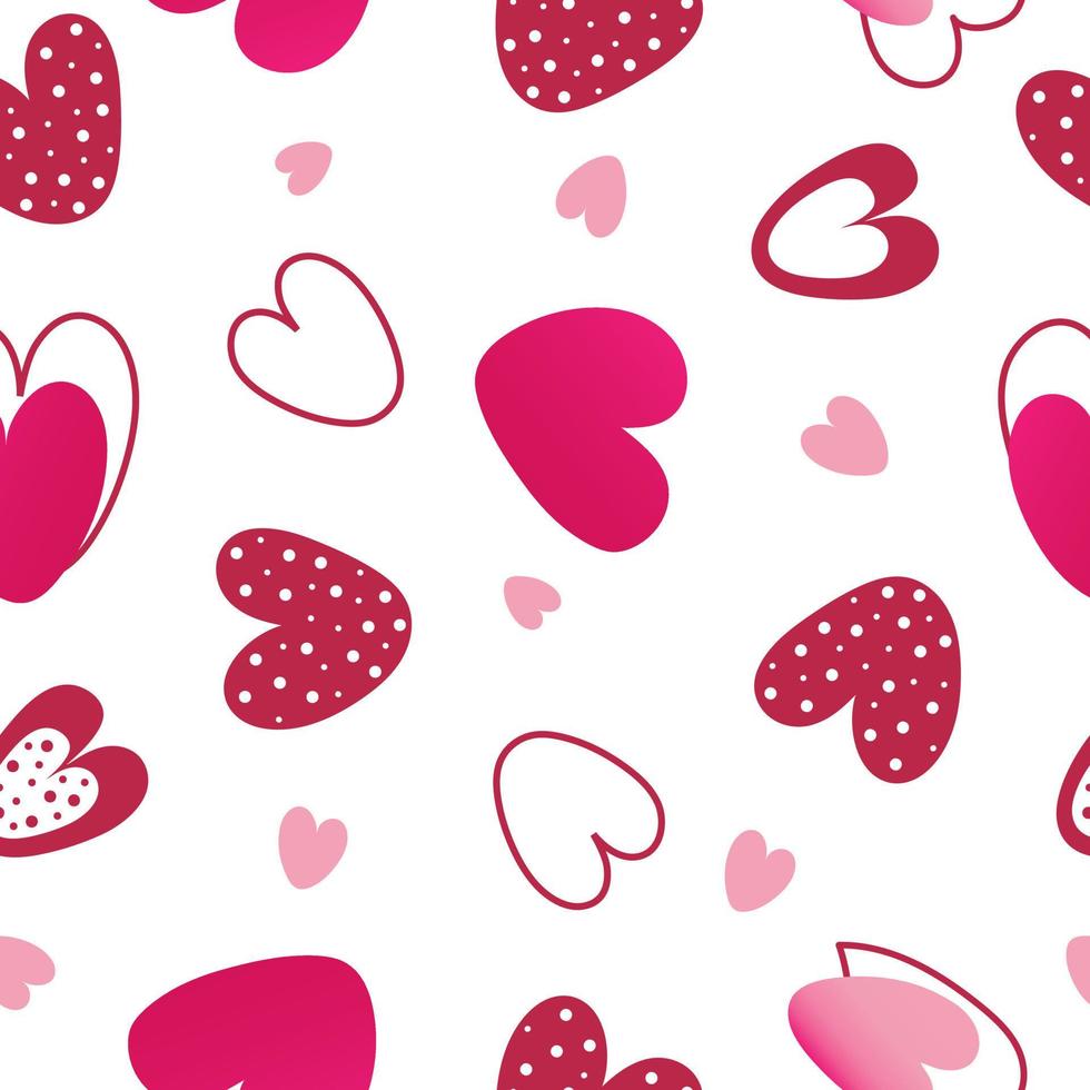 Seamless pattern with hand drawn  hearts on the white background. Valentines day concept. vector