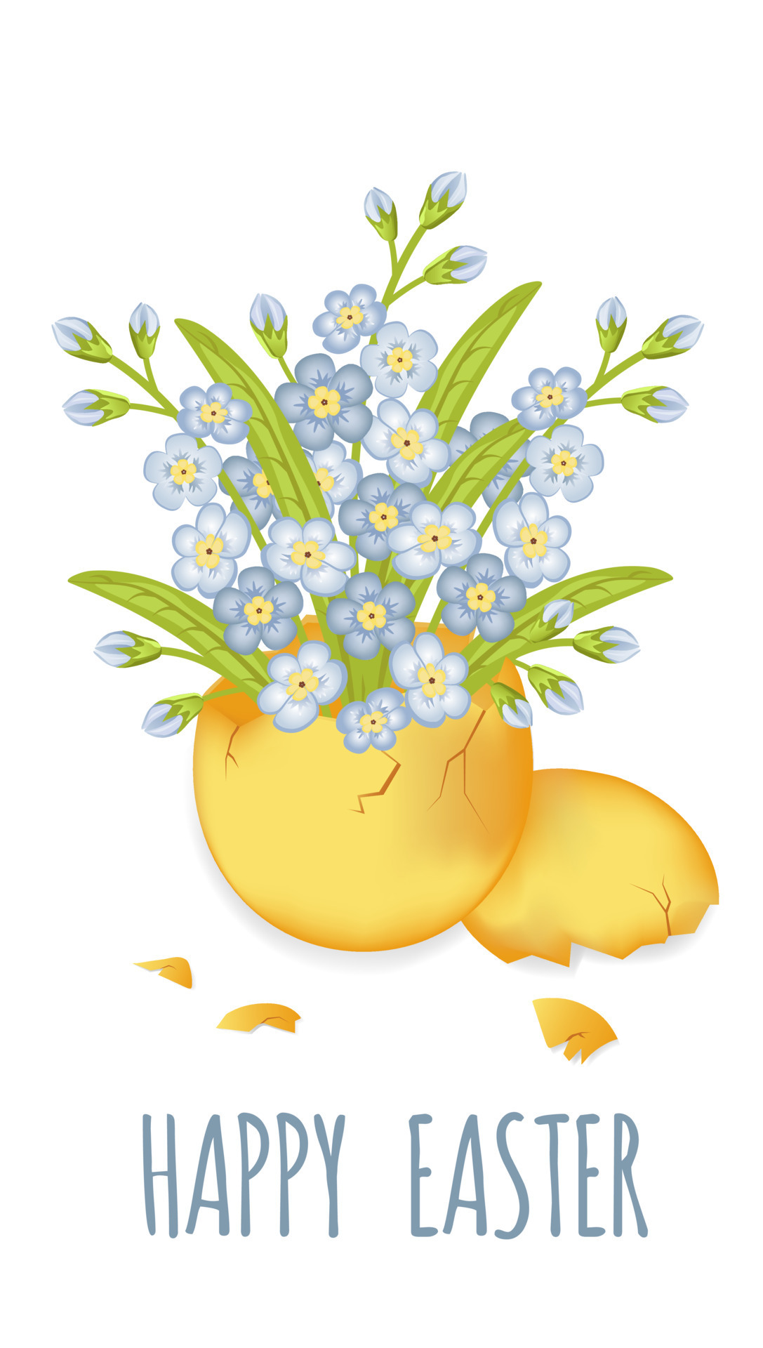 Happy easter. Forget me not flowers in easter egg shell. 19952612