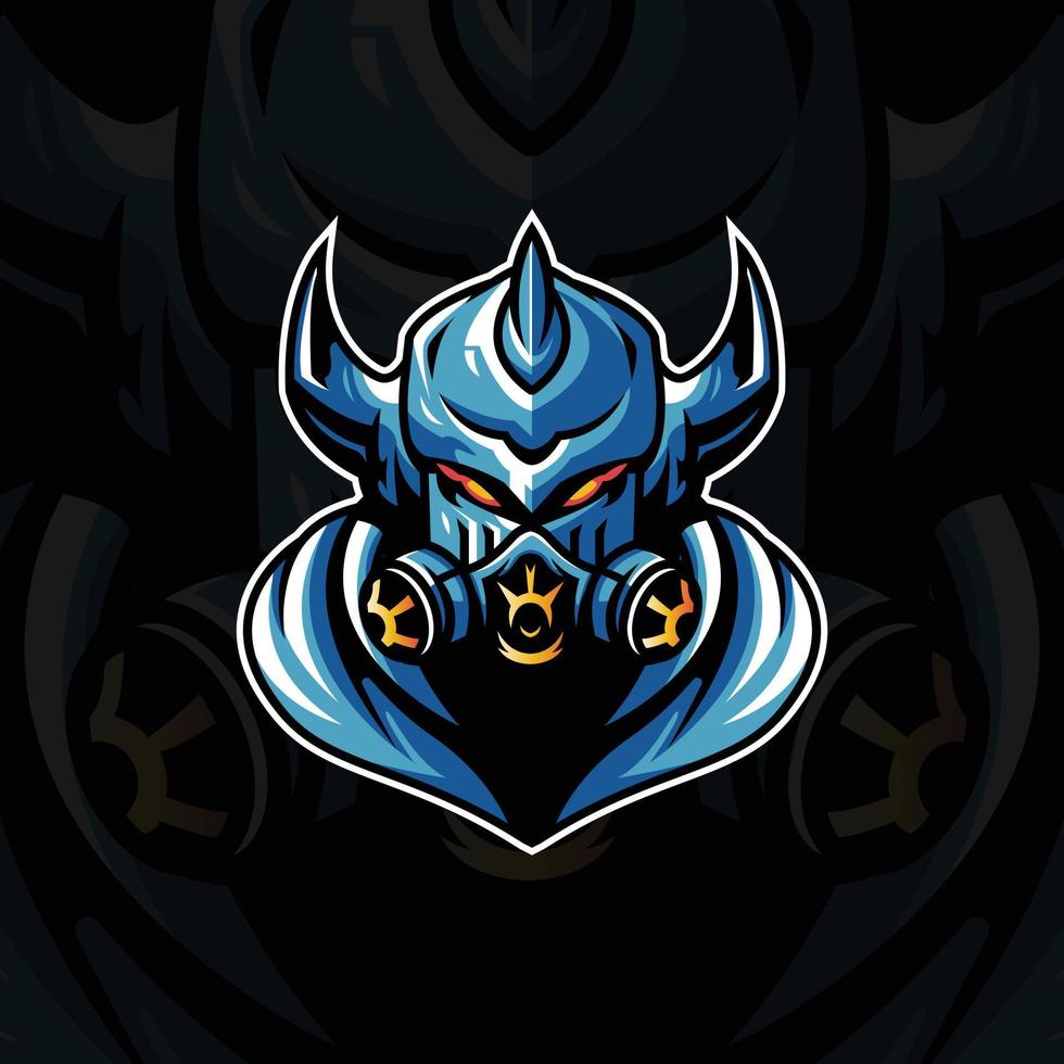 vector gaming mascot logo, with masked warrior character