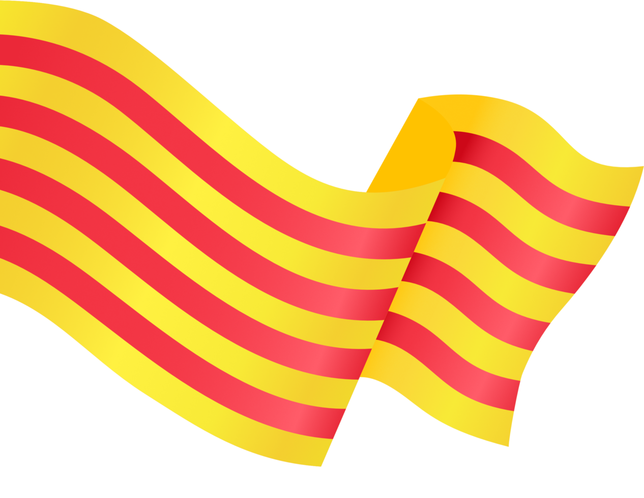 Catalonia flag wave isolated on png or transparent background