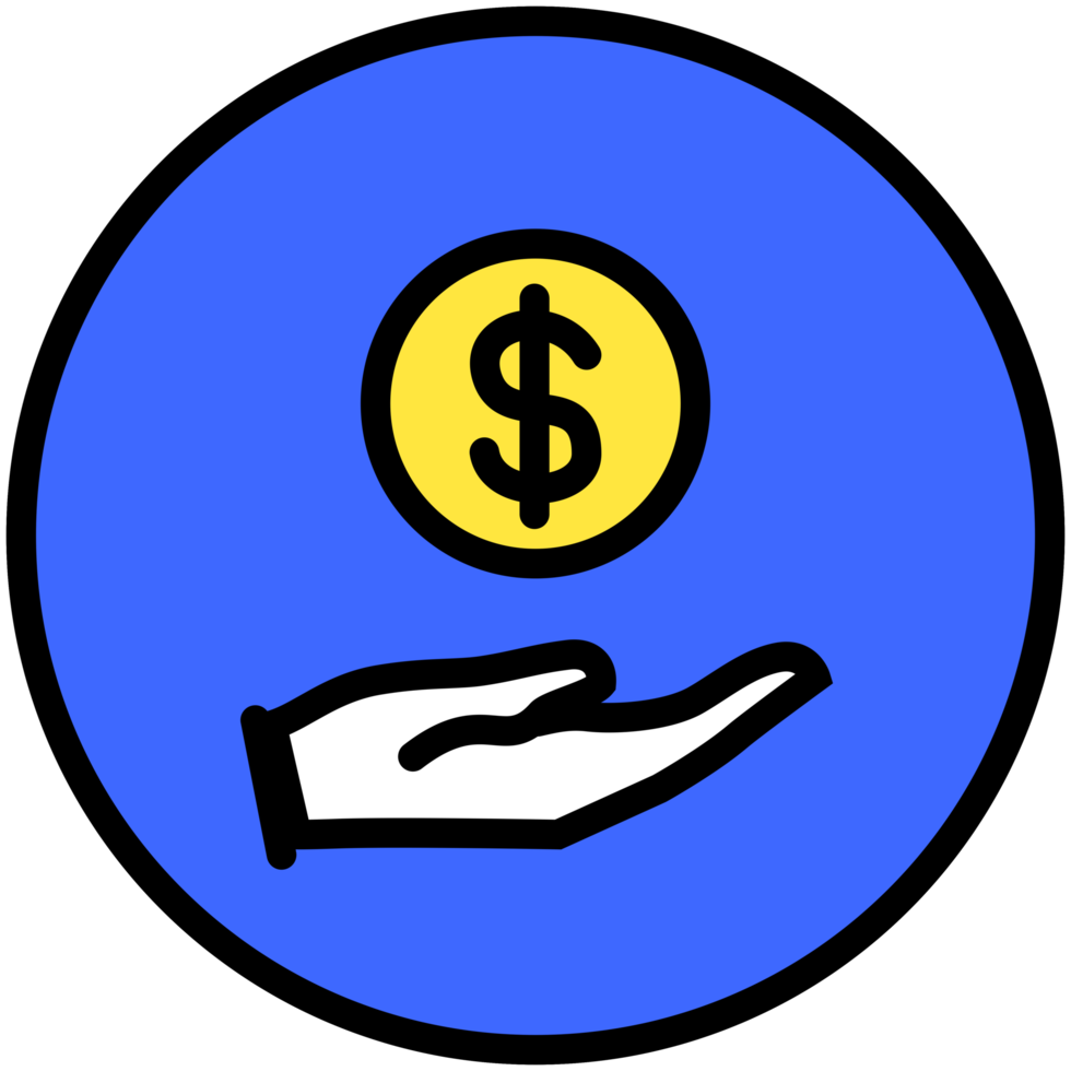 donación mano y moneda icono png