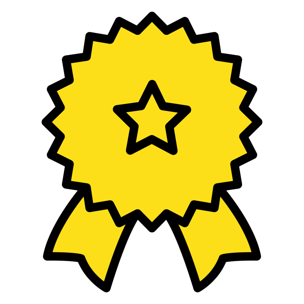 Yellow and Black Star Badge Award Icon png