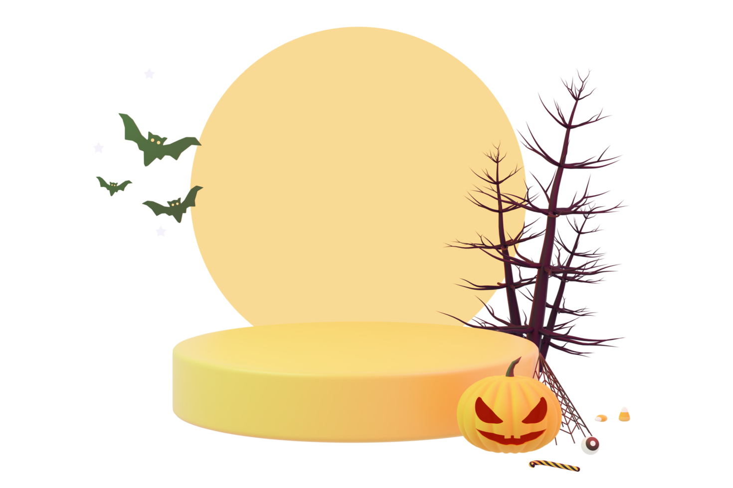 3D rendering spooky halloween decoration background png