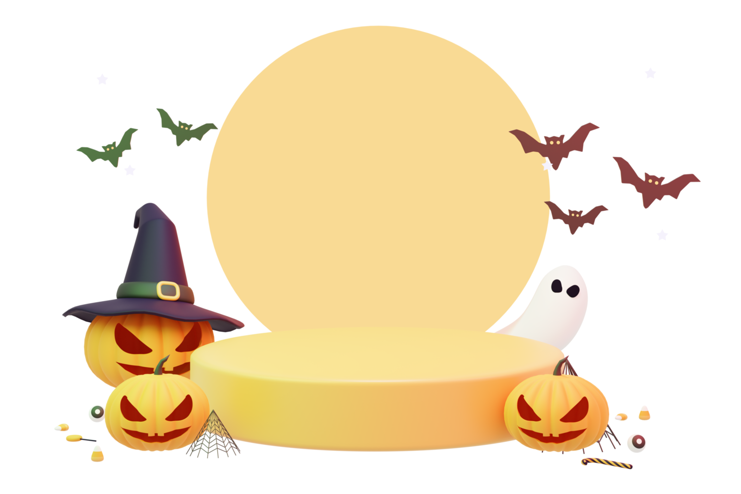 3D rendering spooky halloween decoration background png